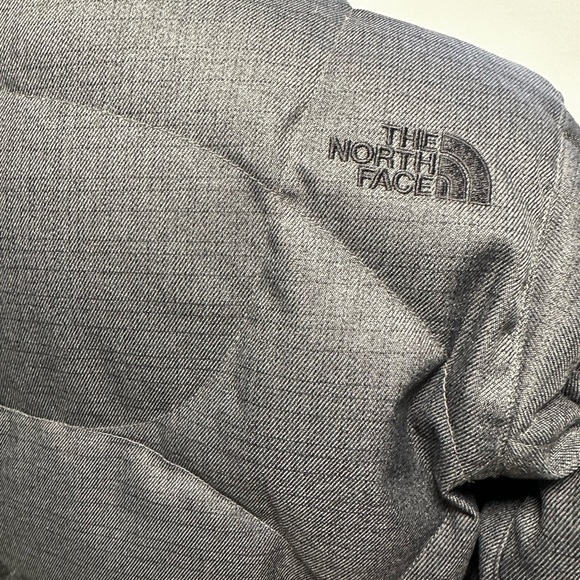 North Face Hooded Gray Quilted Puffer Elastic Waist Down Jacket Coat Size Small - Picture 4 of 13